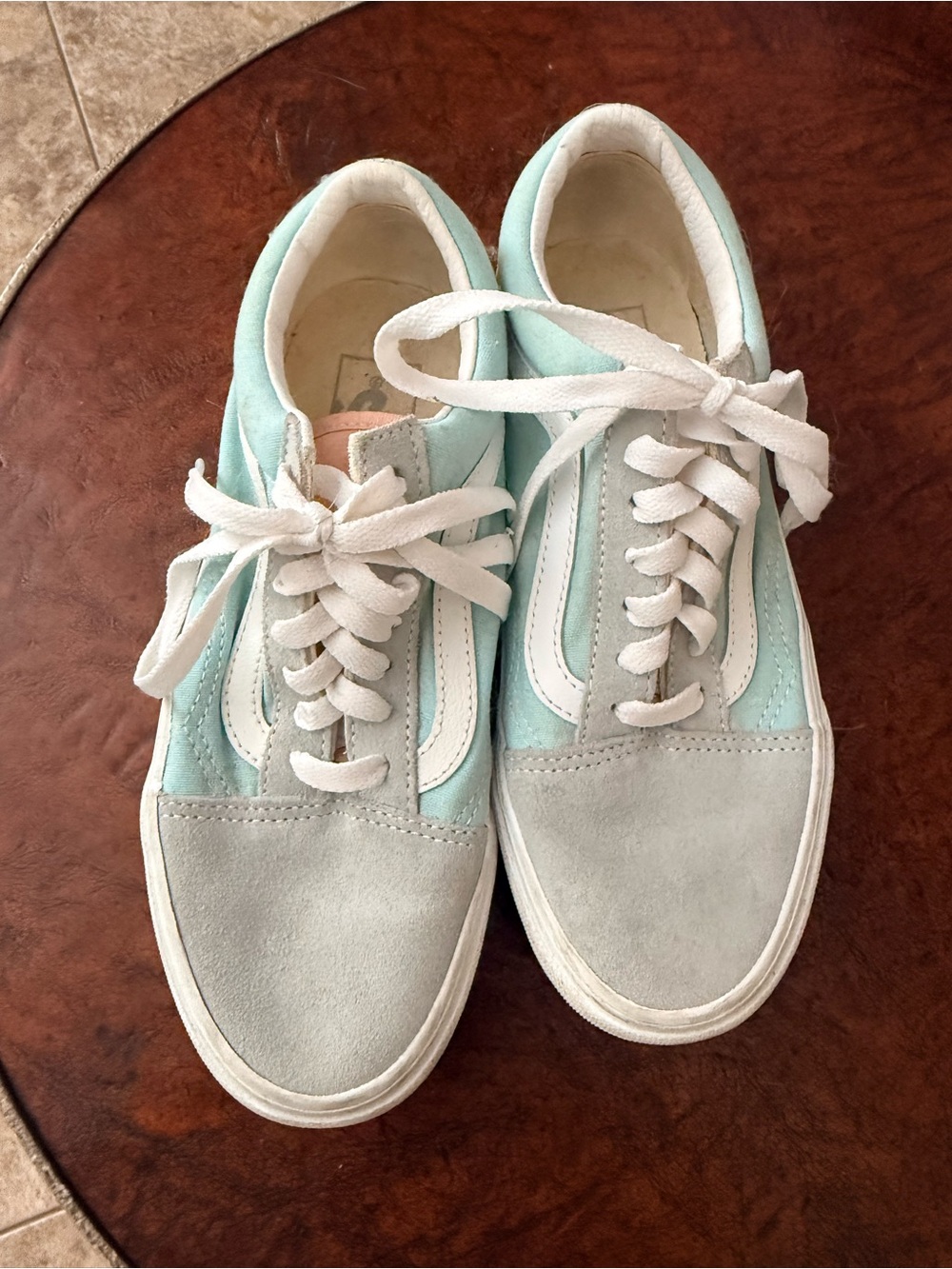 Vans Women's Mint and Light Gray Old Skool Lace-Up Sneakers